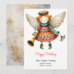 Cartão De Festividades Anjo Fofo Ilustração Caprichosa Feliz