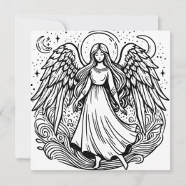 Cartão De Festividades Anjo Guardião de Arte para Colorir