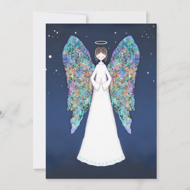 Cartão De Festividades Anjo na oração (Frente)