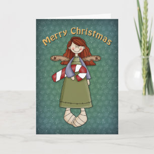 Cartão De Festividades Anjo Natal com cana doce