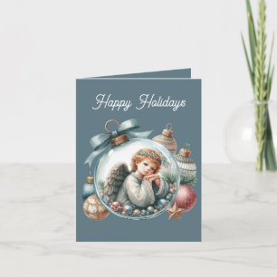Cartão De Festividades Anjo Natalino Festivo adicionar mensagem