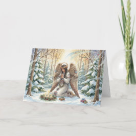 Cartão De Festividades Anjo Nativo Americano Rezando pela Paz no Natal