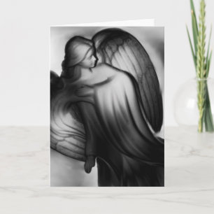 Cartão De Festividades Anjo Preto e Branco