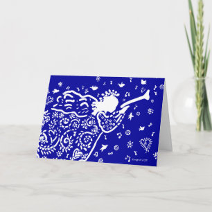 Cartão De Festividades Anjo Trombeta Azul