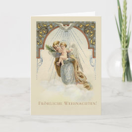 Cartão De Festividades Anjo Vintage com Jesus Natal Alemão