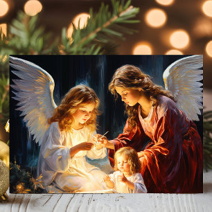 Cartão De Festividades Anjos com Natal de Natividade da Criança