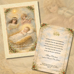 Cartão De Festividades Anjos da Sagrada Família Jesus Escritura Religiosa