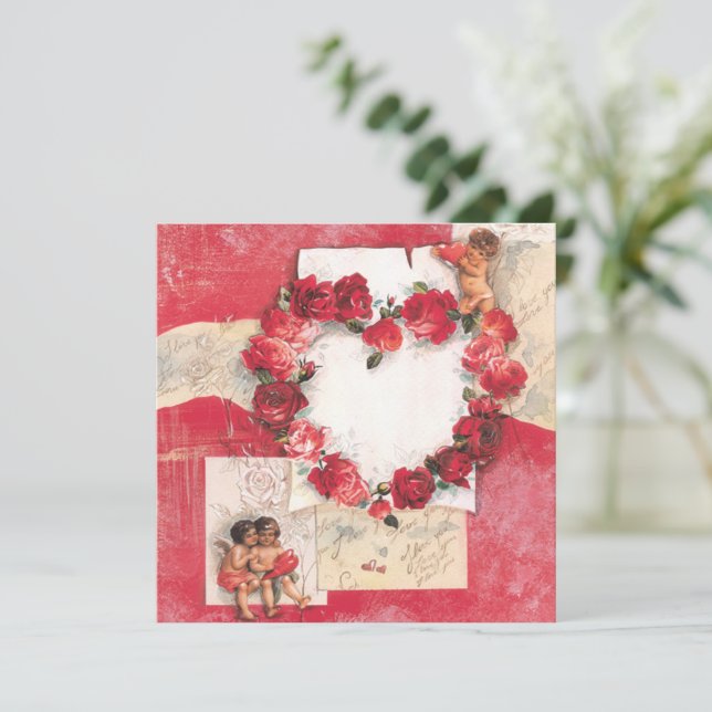 Cartão De Festividades Anjos do amor (Em pé/Frente)