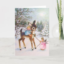 Anjos Vintage Fofos Com Bebê Veado De Natal