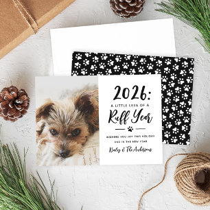 Cartão De Festividades Ano Áspero de 2022 Foto engraçada de cachorro pret