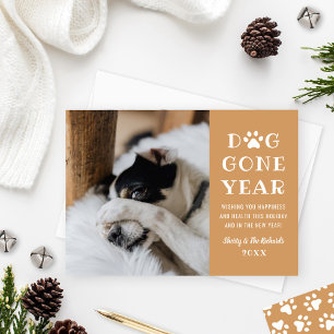 Cartão De Festividades Ano Canino Divertido Cognac Foto de Animal de Esti
