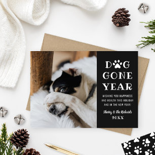 Cartão De Festividades Ano Canino Divertido Foto de Pet Preto