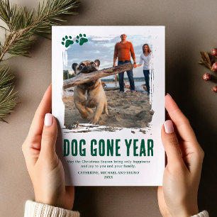 Cartão De Festividades Ano Canino Esquecido Foto Verde Natal