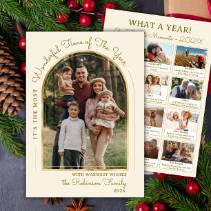 Cartão De Festividades Ano de Arch Dourado Moderno em Revisar Colagem de 