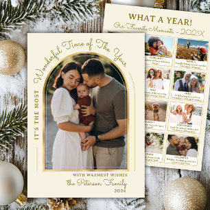 Cartão De Festividades Ano de Arch Dourado Moderno na Revisão 13 Colagem 