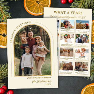 Cartão De Festividades Ano de Arch Dourado Moderno na Revisão 13 Colagem 