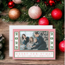 Ano de Foto de Natal da Greve de Pinos Minimalista