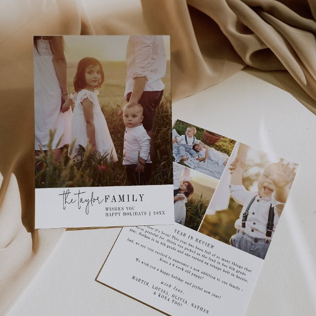 Cartão De Festividades Ano de Fotografia da Família Chic Moderna em Revis (Criador carregado)