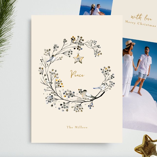 Cartão De Festividades Ano de Fotografia Múltipla da PEACE Orgânica em Re (Criador carregado)