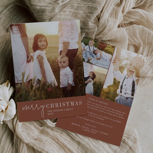 Cartão De Festividades Ano de Natal do Terracotta Chic Moderno em Revisão (Criador carregado)