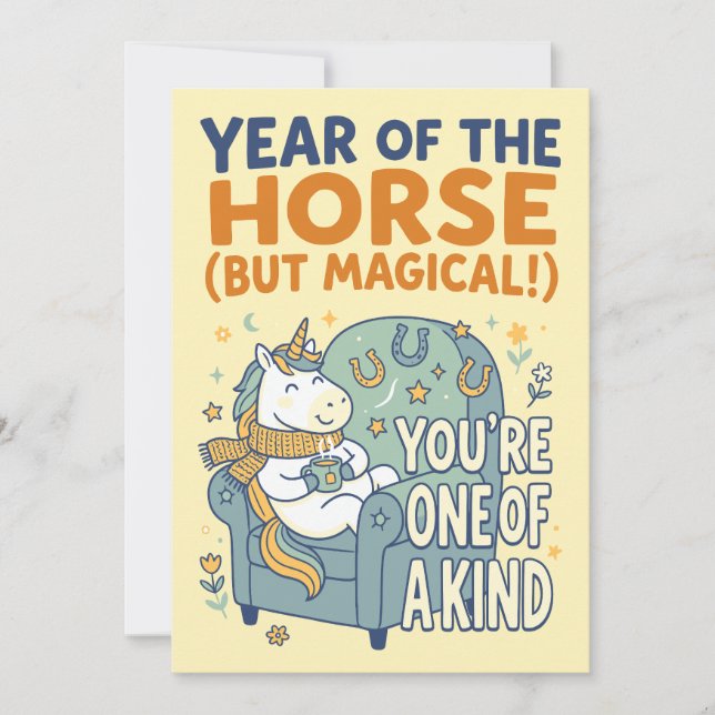 Cartão De Festividades Ano do Cavalo (Mas Mágico) (Frente)