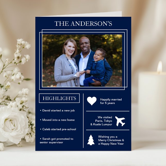 Cartão De Festividades Ano em análise | Azul Natal Infográfico (Criador carregado)