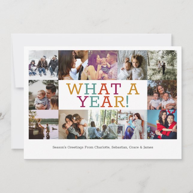 Cartão De Festividades Ano em Revisão 12 Foto Personalizada Natal (Frente)