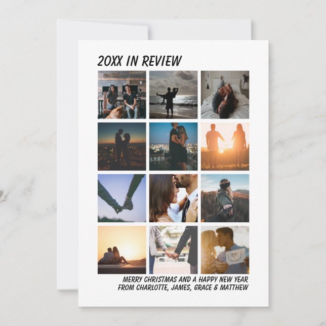Cartão De Festividades Ano em Revisão 12 Foto Personalizada Natal (Frente)