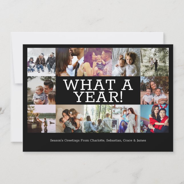 Cartão De Festividades Ano em Revisão 12 Foto Personalizada Natal (Frente)