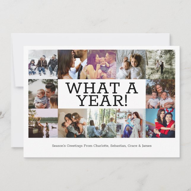 Cartão De Festividades Ano em Revisão 12 Foto Personalizada Natal (Frente)