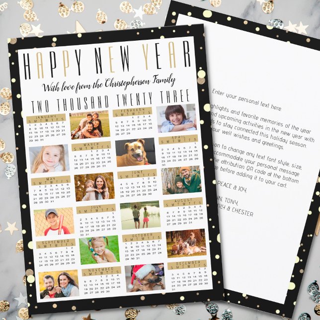 Cartão De Festividades Ano em Revisão Calendário 2023 12 Foto Ano Novo (Criador carregado)