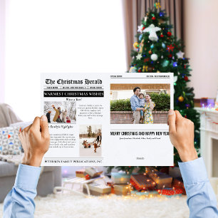 Cartão De Festividades Ano em Revisão do Jornal de Natal Multi-Foto