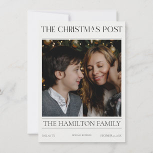 Cartão De Festividades Ano em Revisão Foto da Família de Jornais de Natal