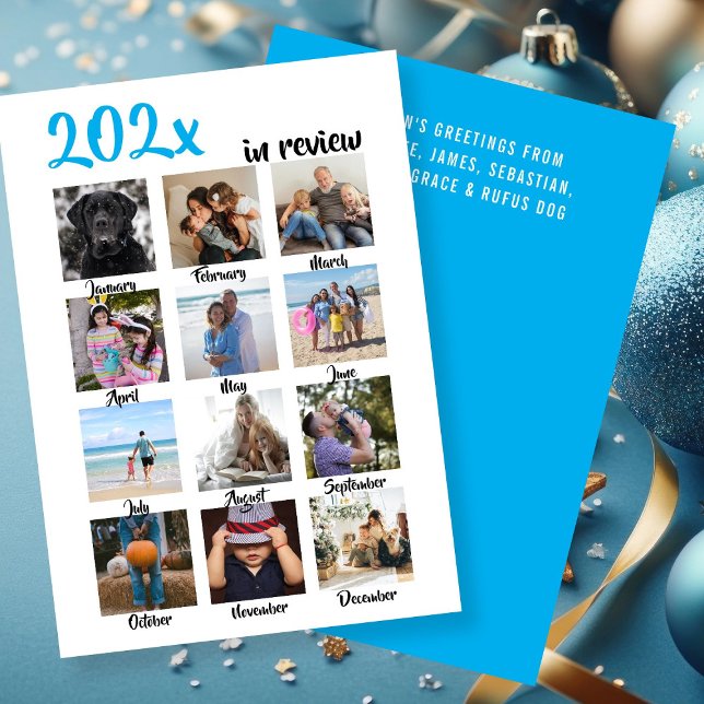 Cartão De Festividades Ano em Revisão Foto de Natal Personalizada (Year in Review Photo Christmas Personalized Holiday Card by Ricaso. Colorful, fun 12 photo cards)