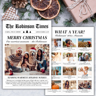 Cartão De Festividades Ano em Revisão Jornal Único Foto de Natal