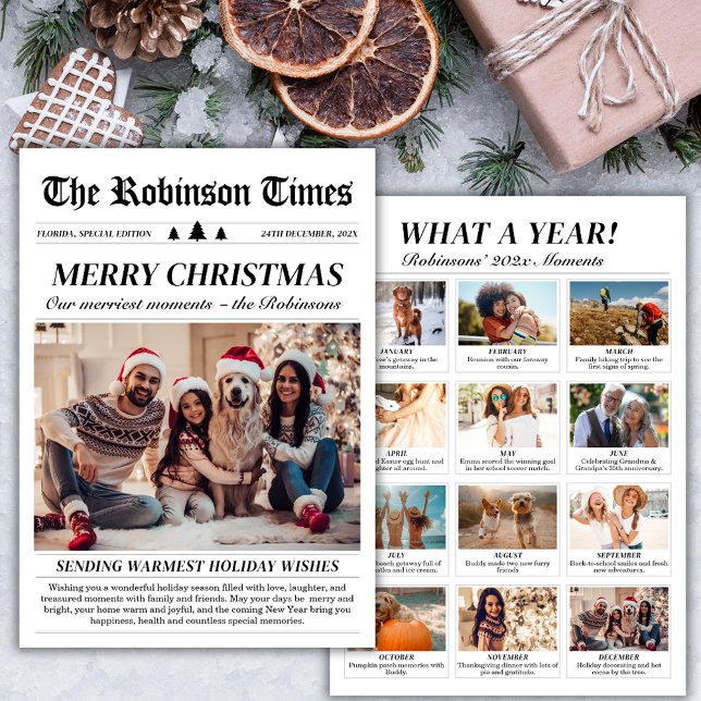 Cartão De Festividades Ano em Revisão Jornal Único Foto de Natal (Criador carregado)