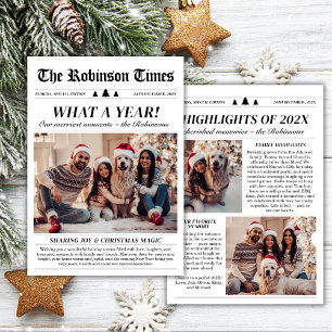 Cartão De Festividades Ano em Revisão Jornal Único Foto de Natal