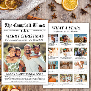 Cartão De Festividades Ano em Revisão Jornal Único Foto de Natal