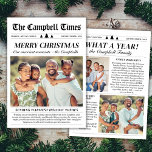 Cartão De Festividades Ano em Revisão Jornal Único Natal 3 Foto<br><div class="desc">Ano em Revisão de Cartões de natal de jornal - Newsletter de fotos da família Cartões de Natal Feliz. Compartilhe os melhores momentos da sua família do ano com este cartão com fotos criativo "Que Ano" 3. Projetado em um layout tradicional de jornal, é uma maneira única de destacar marcos,...</div>