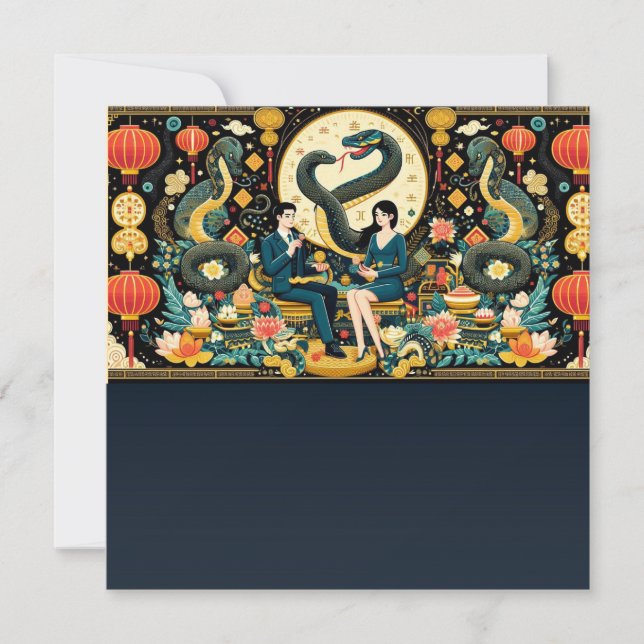 Cartão De Festividades Ano lunar do Cobra 2025! (Frente)