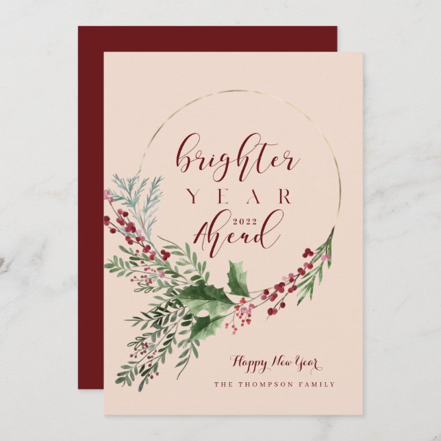 Cartão De Festividades Ano Mais Brilhante Da Terra Da Aquarela Ano Novo (Frente/Verso)