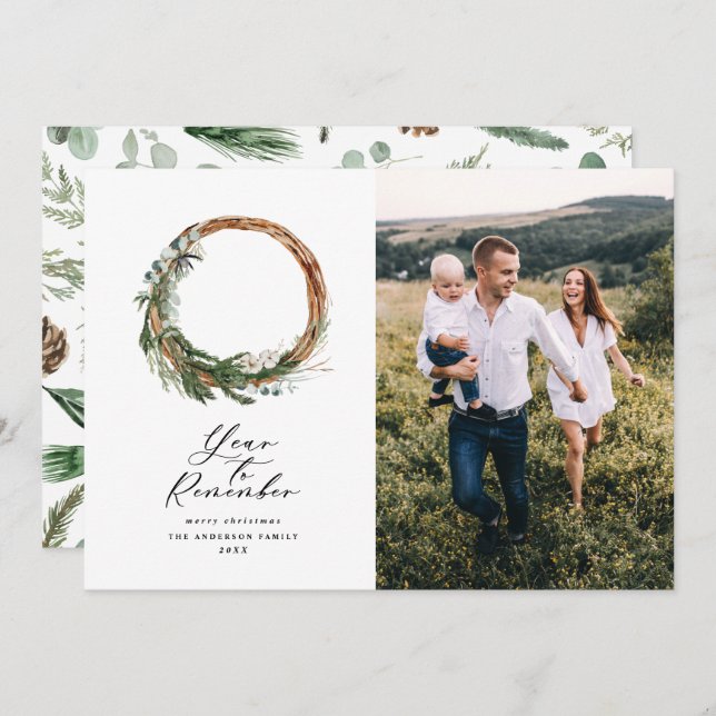 Cartão De Festividades Ano mínimo moderno para lembrar botânica de férias (Frente/Verso)