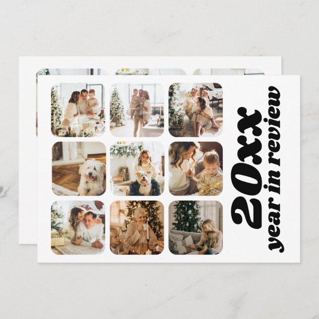 Cartão De Festividades Ano na Revisão 12 Foto e Texto Personalizado (Frente/Verso)