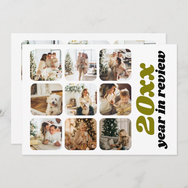 Cartão De Festividades Ano na Revisão 12 Foto e Texto Personalizado (Frente/Verso)