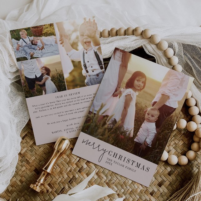 Cartão De Festividades Ano Neutro de Natal Moderno em Revisão (Criador carregado)