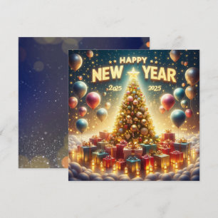 Cartão De Festividades Ano Novo 2025 Brilhante e Festivo