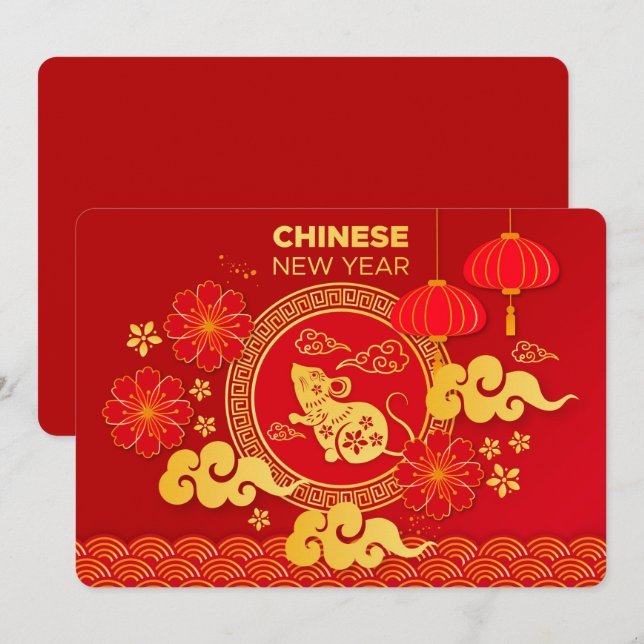 Cartão De Festividades Ano Novo Chinês (Frente/Verso)