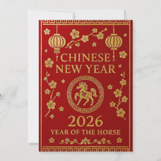 Cartão De Festividades Ano Novo Chinês 2026 - Ano do Cavalo