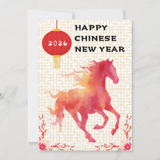 Cartão De Festividades Ano Novo Chinês do Cavalo de Fogo 2026