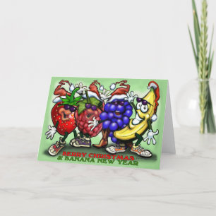 Cartão De Festividades Ano Novo da Banana de Natal Berry